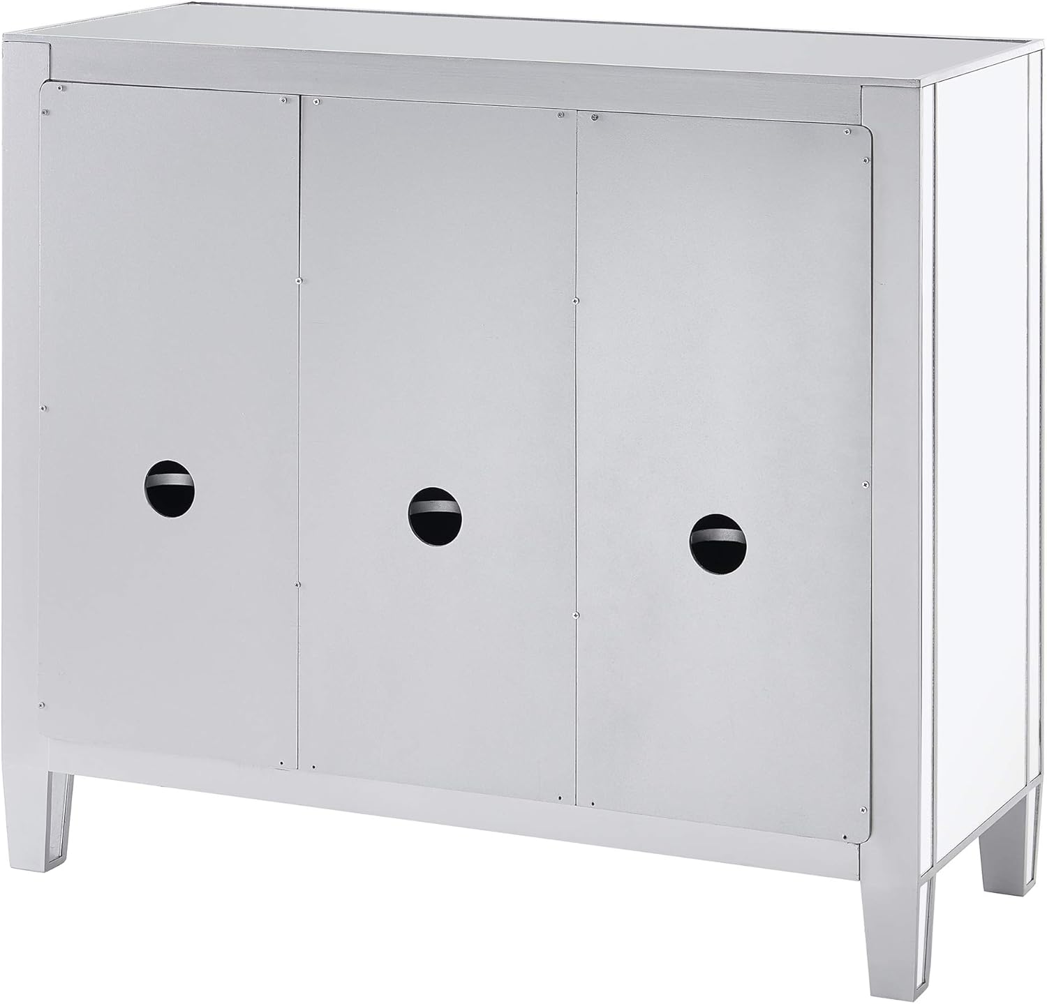 SEI FURNITURE Mirage Cabinet, Mirrored with matte silver trim.