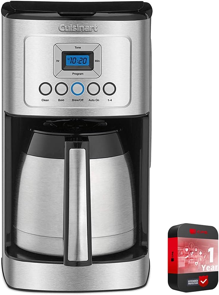 Cuisinart 12 Cup Programmable Stainless Steel Thermal Coffee Maker with Thermal Carafe (DCC-1850 /DCC-3400) Bundle Including Permanent Filter and 1