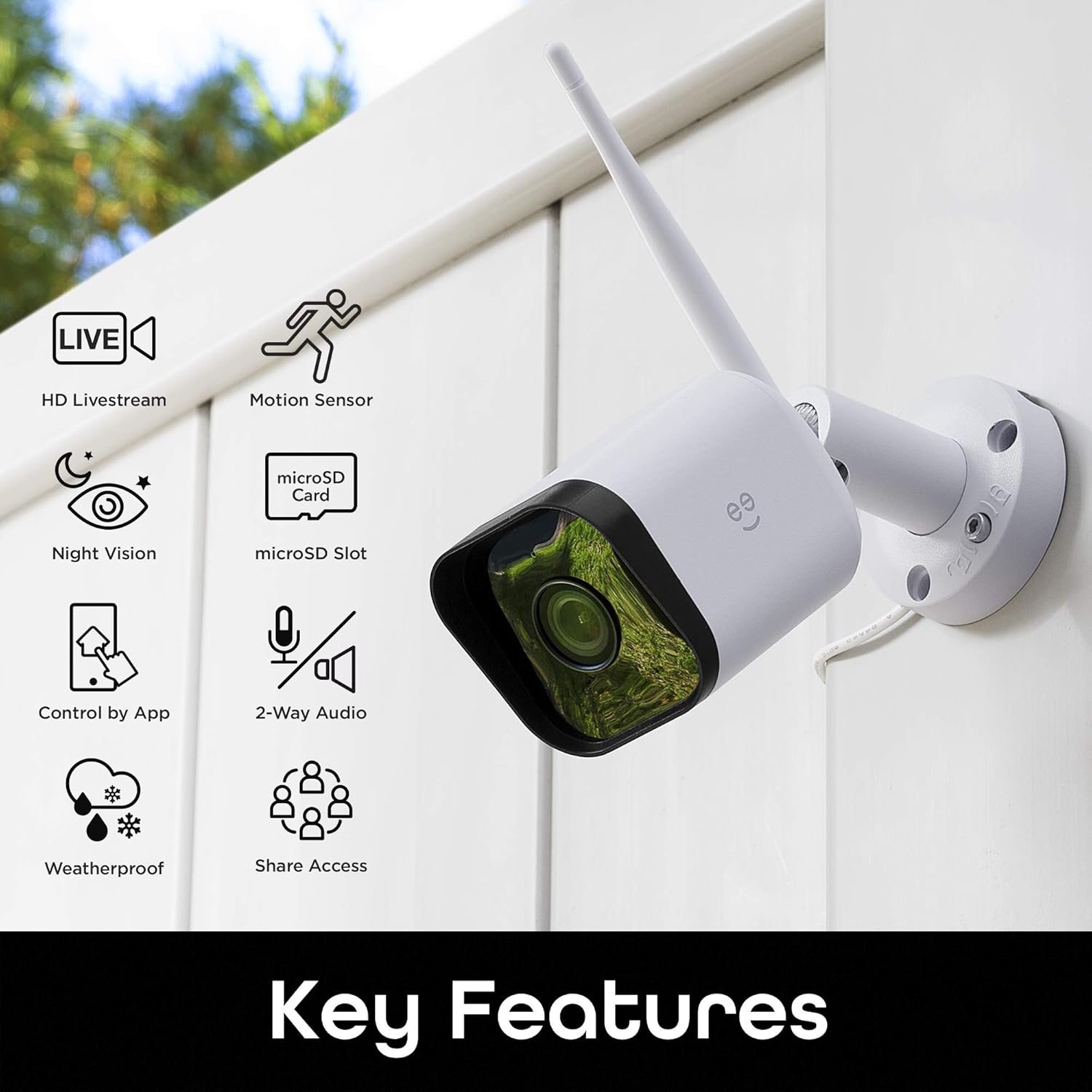 Geeni Hawk 3 HD 1080p Outdoor Security Camera, IP66 Weatherproof WiFi Surveillance with Night Vision and Motion Detection