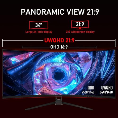 ZZA 32-Inch QHD Curved Gaming Monitor - 2K Resolution, 165Hz Refresh Rate, 1ms Response Time, FreeSync & G-Sync, HDR10, 122% sRGB Coverage, DP/HDMI
