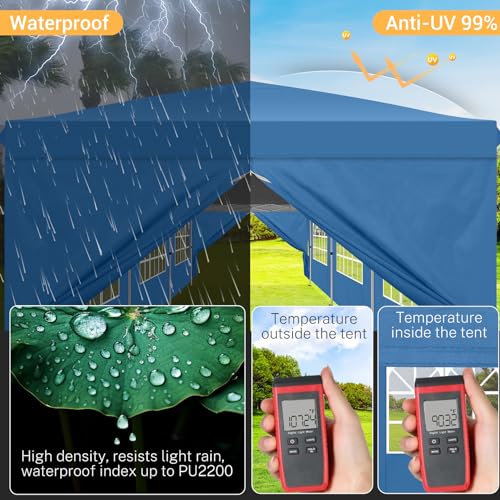 COBIZI 10x10 Pop up Canopy Tent Protable Canopy Tent with 4 Sidewalls Waterproof Commercial Instant Shelter for Parties, Wedding