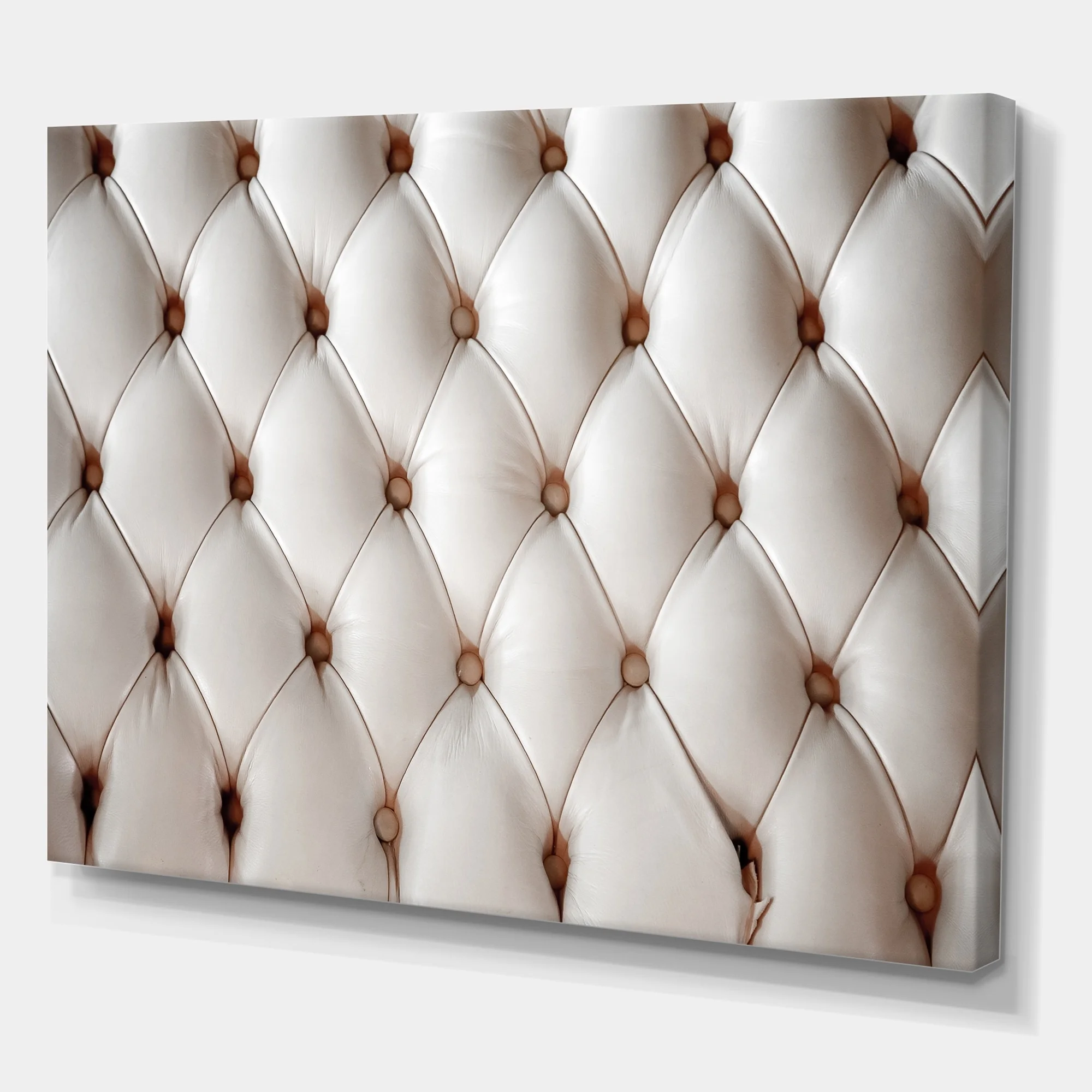 DESIGN ART Designart "Diamond Shaped Leather Couch" Modern & Contemporary Canvas Artwork Print - Multi-color 44 in. wide x 34 in. high