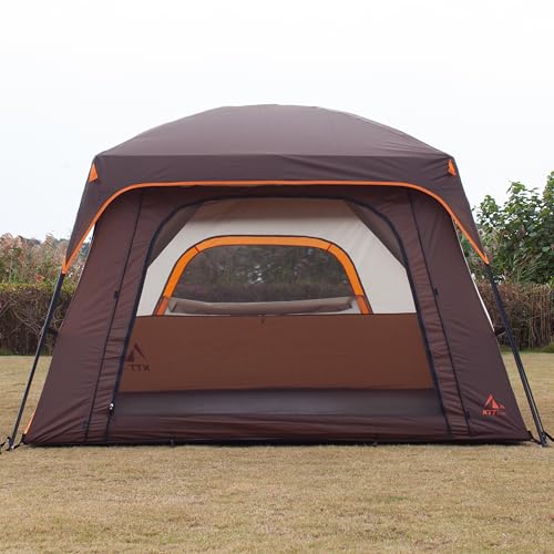 KTT Extra Large Tent 10-12-14 Person(Style-B),Family Cabin Tents,2 Rooms,3 Doors and 3 Windows with Mesh,Straight Wall,Waterproof,Double Layer