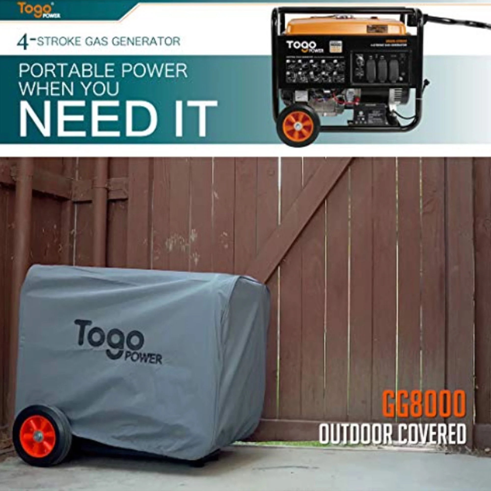 Togo Power Gasoline Powered Portable Generator 8000 Watt Electric Backup