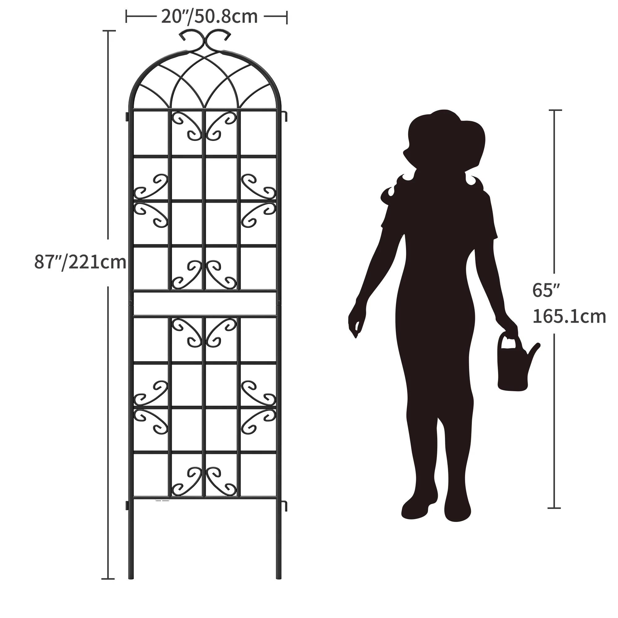 DWVO Metal Decorative Garden Fencing 4 Pack Black Trellis for Climbing Plants Vegetables Flower Plant Trellis for Outdoor Patio(19.7"×86.6")
