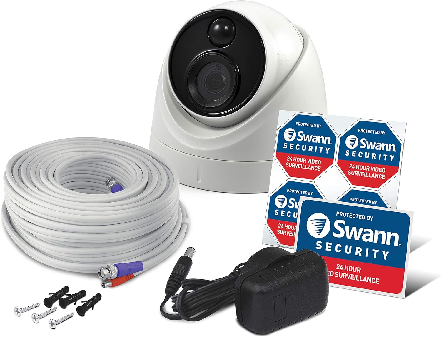 Swann PIR Dome Security Camera, 4K Ultra HD Surveillance Cam w/Night Vision, Indoor/Outdoor, Heat & Motion Sensing, Add to DVR, SWPRO-4KDOME