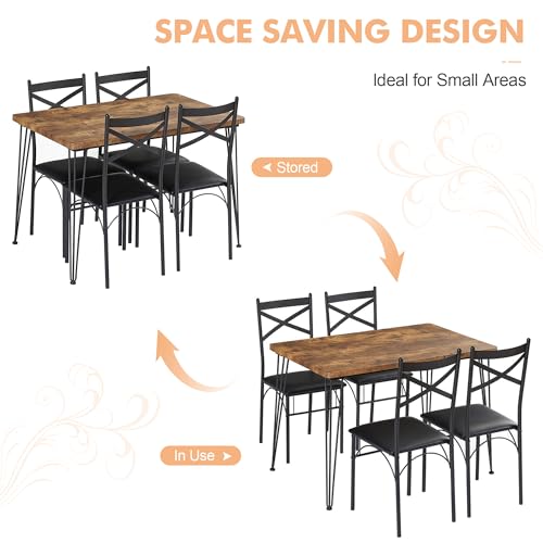 VECELO Kitchen Dining Room Table Set with 2 Chairs for Small Space, Apartment,Metal Steel Frame