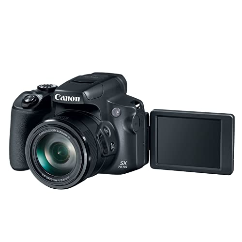 Canon Powershot SX70 20.3MP Digital Camera 65x Optical Zoom Lens 4K Video 3-inch LCD Tilt Screen (Black)