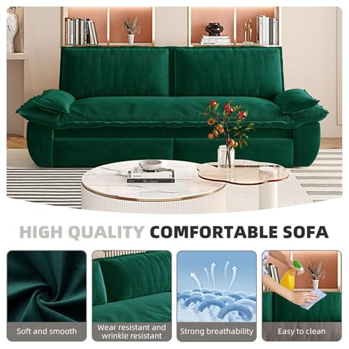 70.1" Futon Sofa Bed Queen Size, Pull Out Bed, 3-in-1 Convertible Sleeper Sofa with 2 Soft Pillows, Modern Velvet Futon Couch for Living Room