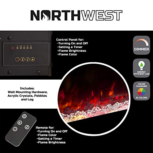 50-Inch Wall Mounted Electric Fireplace