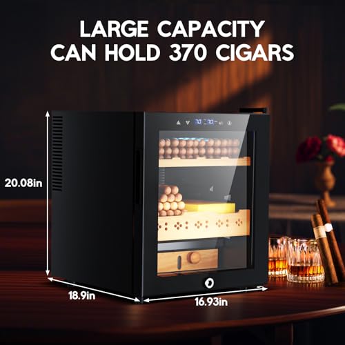Tylza 35L Cigar Humidor Cabinet, 260 Counts Electric Humidors for Cigars with Humidity & Temperature Control, Digital Hygrometer, Spanish Cedar Wood