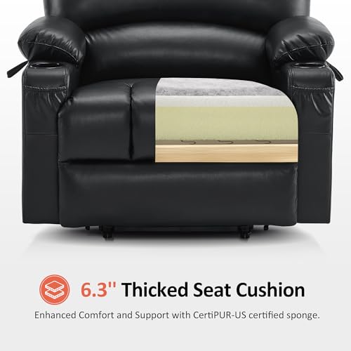 MCombo Oversized Power Lift Recliner Chair for Elderly, Lift Chair with Heat and Massage, Lift Recliner for Big and Tall, Cup Holders