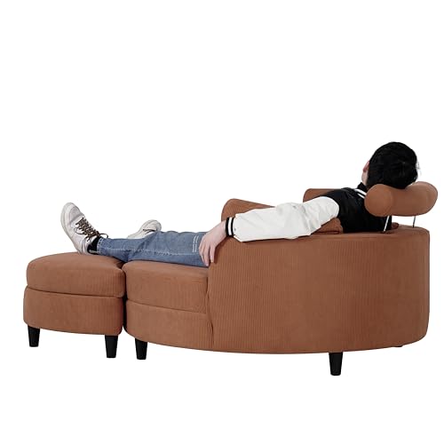 51.5-Inch Oversized Swivel Accent Barrel Chair with Storage Ottoman ,Button Decor and 4 Pillows