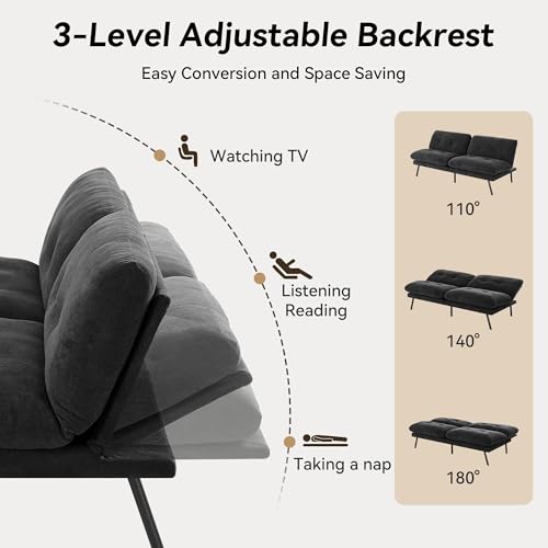 71" Convertible Futon Sofa,Faux Leather Futon Couch Bed,Sleeper Sofa Bed,Memory Foam Modern Folding Small Loveseat for Living Room,Office,Apartment