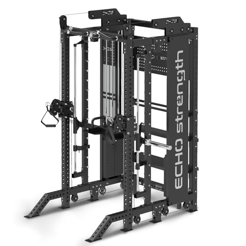 Commercial Functional Trainer Cable Machine with Dual Weight Stacks, Power Cage Squat Rack, Dual Cable Crossover Machine with Pulley System