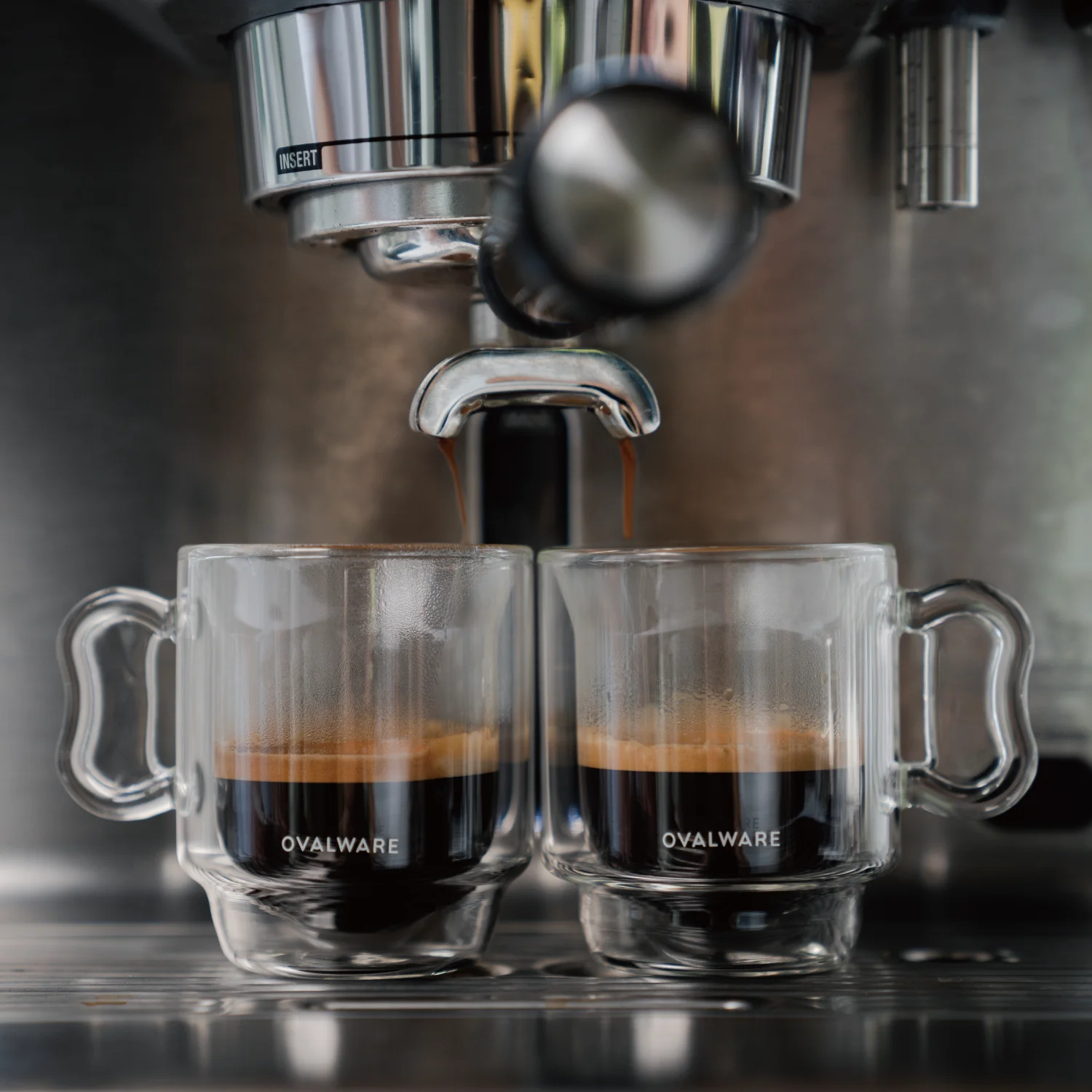 Ovalware RJ3 Double-Walled Espresso Coffee Set of 2 Clear Borosilicate Glass Cups 4oz/120ml