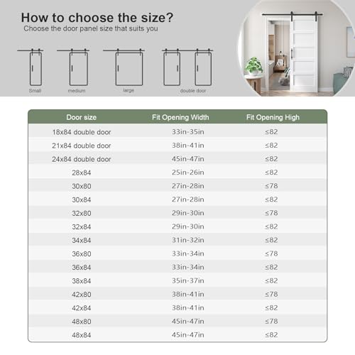 Fredbeck Double 21inx84in White Barn Door and 7FT Sliding Barn Door Hardware Kit Included,Solid,MDF, PVC Surface,DIY Assembly,5-Panel