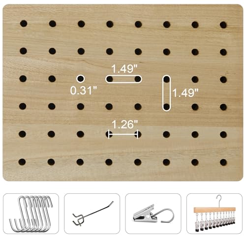 Pegboard Display, 5.6Ft Wooden Room Divider Folding Privacy Screens Portable Freestanding Wall Organizer for Retail Craft Art Display Board (4panels