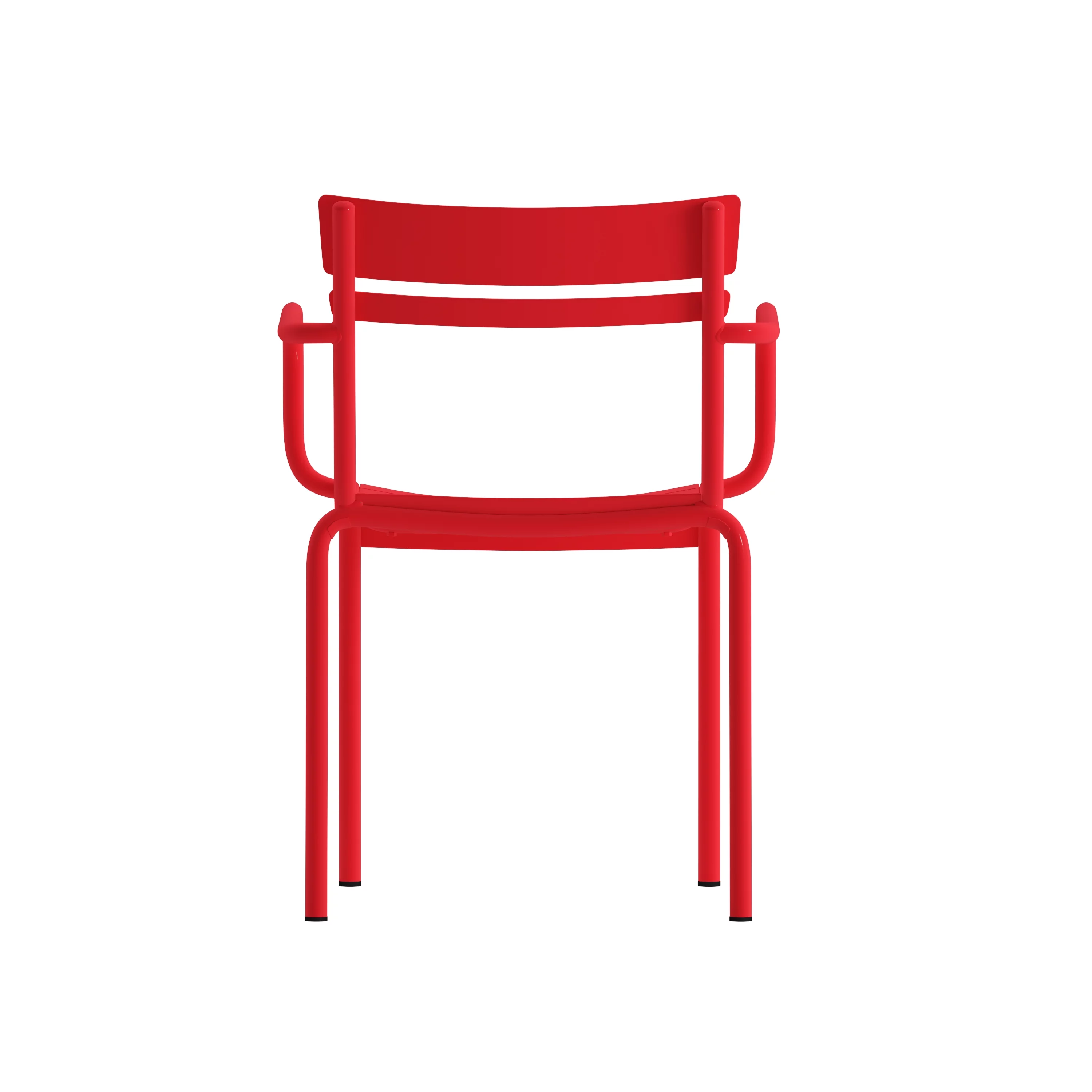 Flash Furniture Nash Commercial Grade Red Steel Indoor-Outdoor Stackable Chair with 2 Slats and Arms