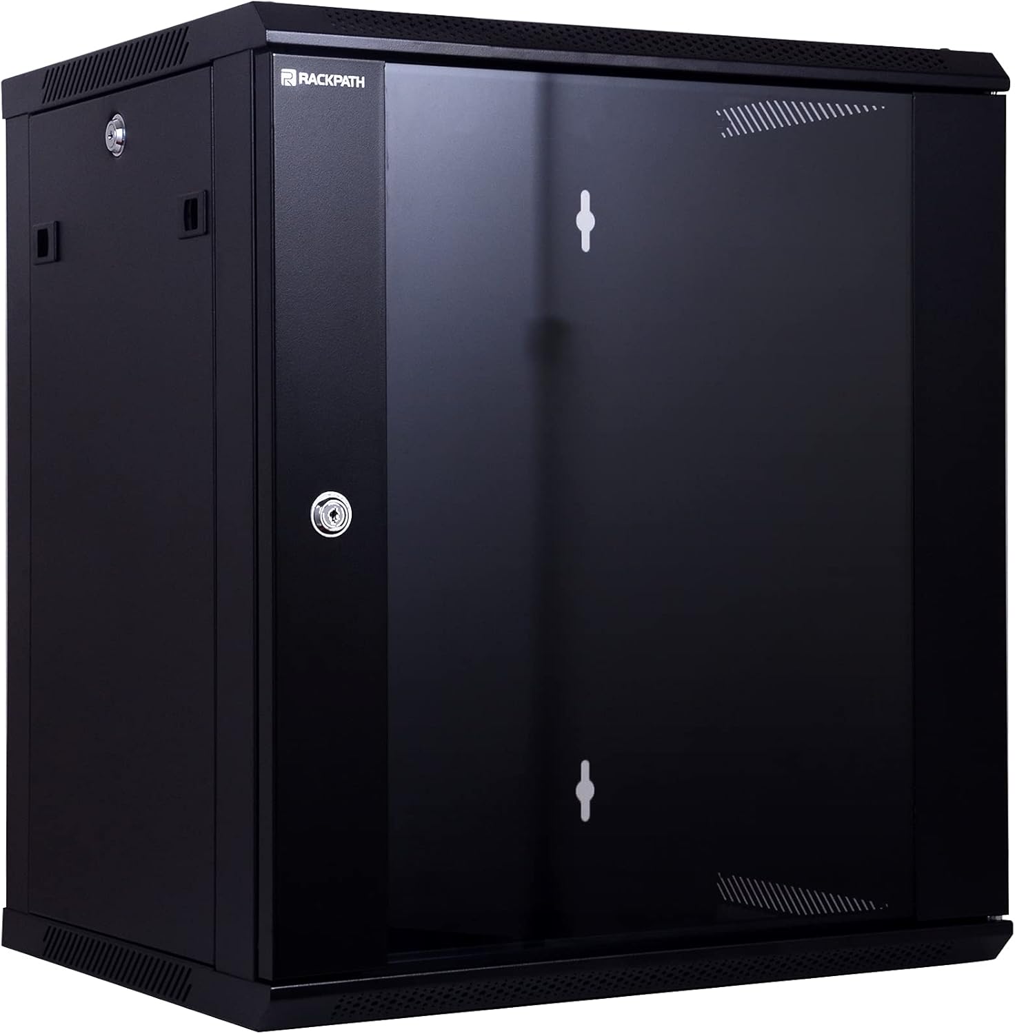RackPath 9U Performance Wall Mount Server Cabinet Network Rack Enclosure, Quiet Cooling Fan, Locking Glass Door, Black