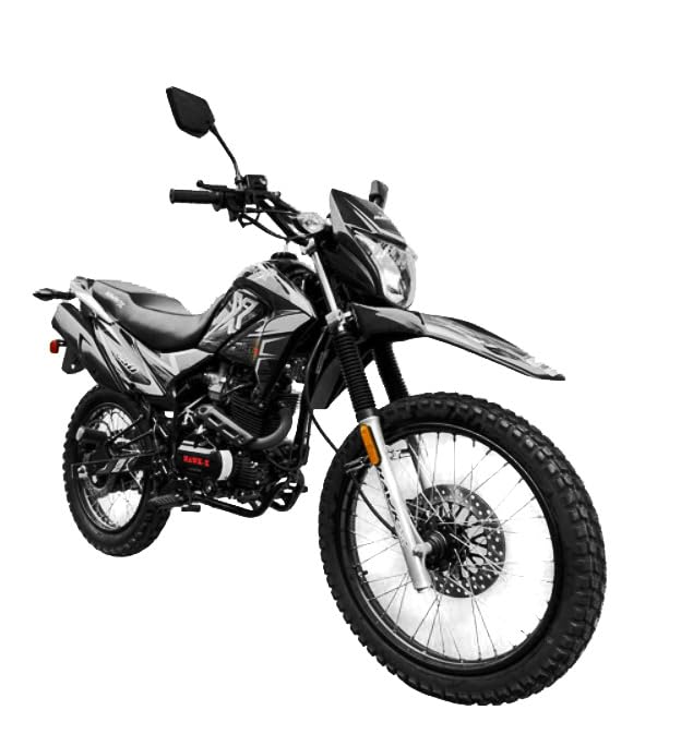 HHH Upgraded New XHawk Enduro 250cc Motorcycle RPS Dual Sports Dirtbike, 5 Speed Enduro Bike (Black) - Extra Large