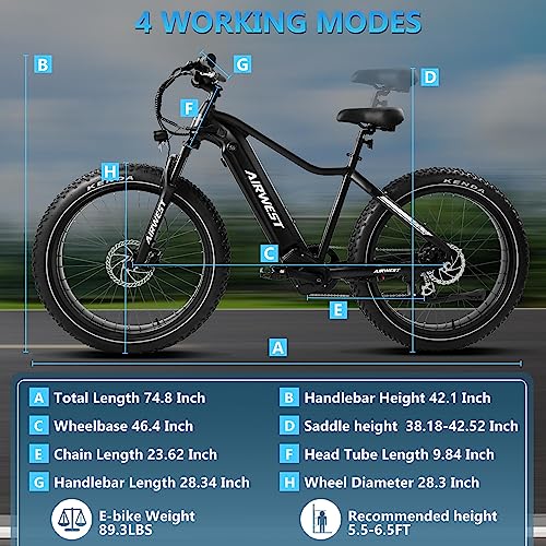airwest Electric Bike for Adults, UL 2849 Certified, 1000W BAFANG Motor EBike