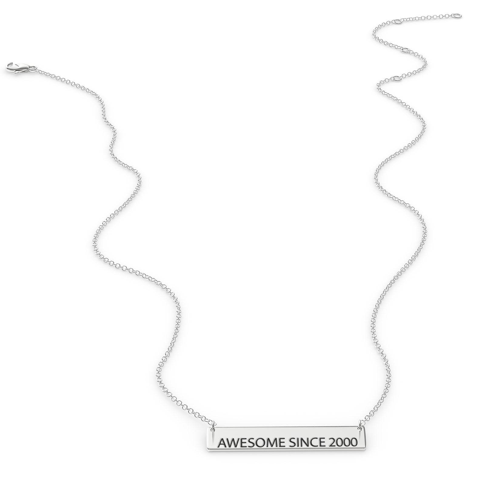 Awesome Since 2000 Women's Bar Pendant Necklace Sterling Sliver