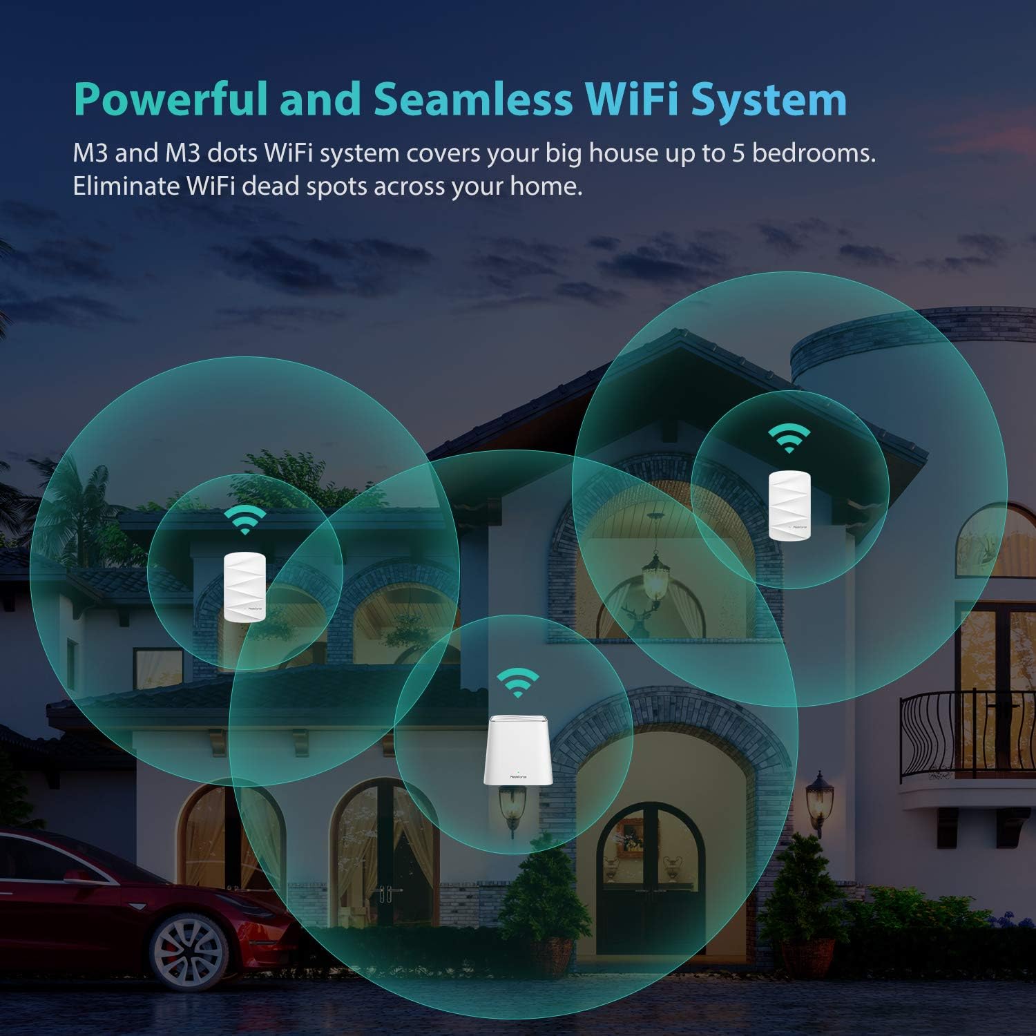 Meshforce M3 Mesh WiFi System, 3,000 sq.ft Whole Home Coverage, Mesh Router for Wireless Internet, WiFi Router Replacement, Parental Control