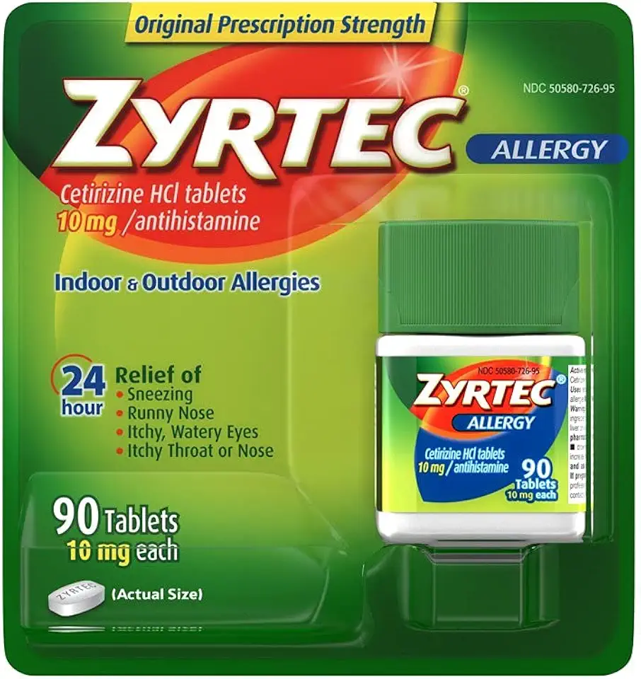 Zyrtec Allergy Relief (10 mg), 90 Tablets - Kansas Nuitrition - HNZSDS
