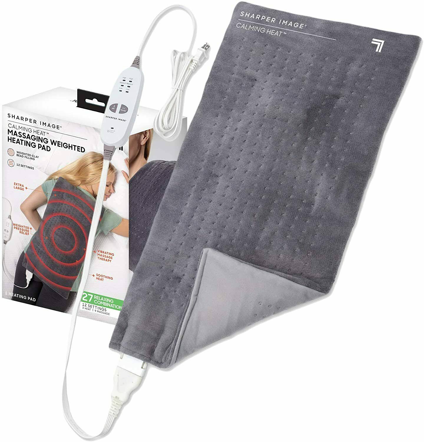Sharper Image Calming Heat Massaging Weighted HEATING Pad