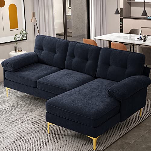 EASELAND 82" L-Shape Sofa with Reversible Chaise Lounge, Convertible Sectional Sofa Couch, Chenille Modern Sofa Couch for Living Room