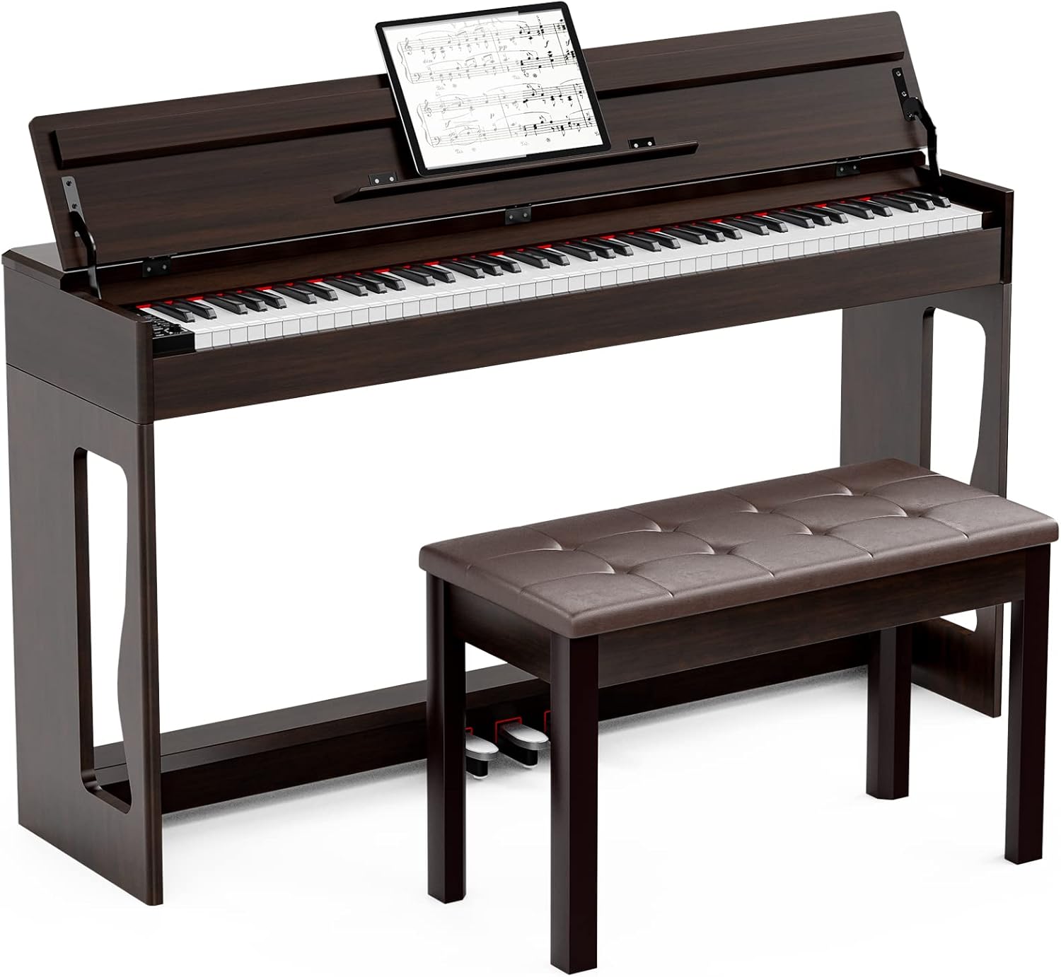 UMOMO 88 Key Weighted Keyboard Piano with 2 Person Piano Bench