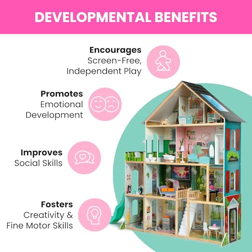 Delta Children Deluxe Maui Dollhouse - Large 4-Story Dollhouse with 12 Rooms Includes 50 Accessories - Working Elevator, Wave Slide, Lights/Sounds