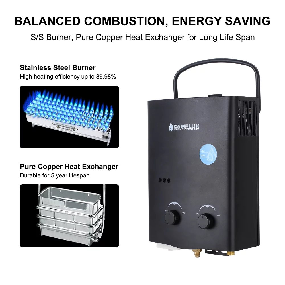 Camplux AY132B  Outdoor Propane Portable Tankless Water Heater with Portable Handle