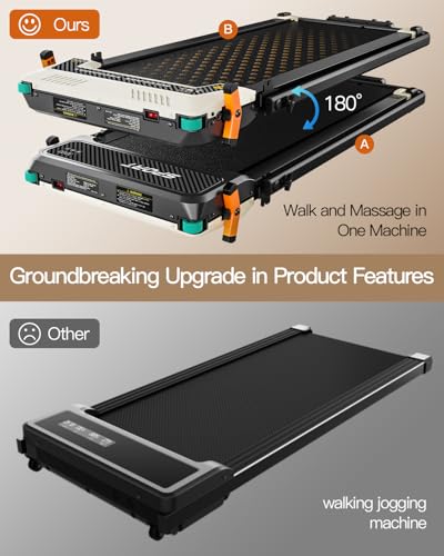 FUNRAY Versatile Walking Pad Treadmill with Incline - Dual-Sided Under Desk Treadmill with Foot Massage