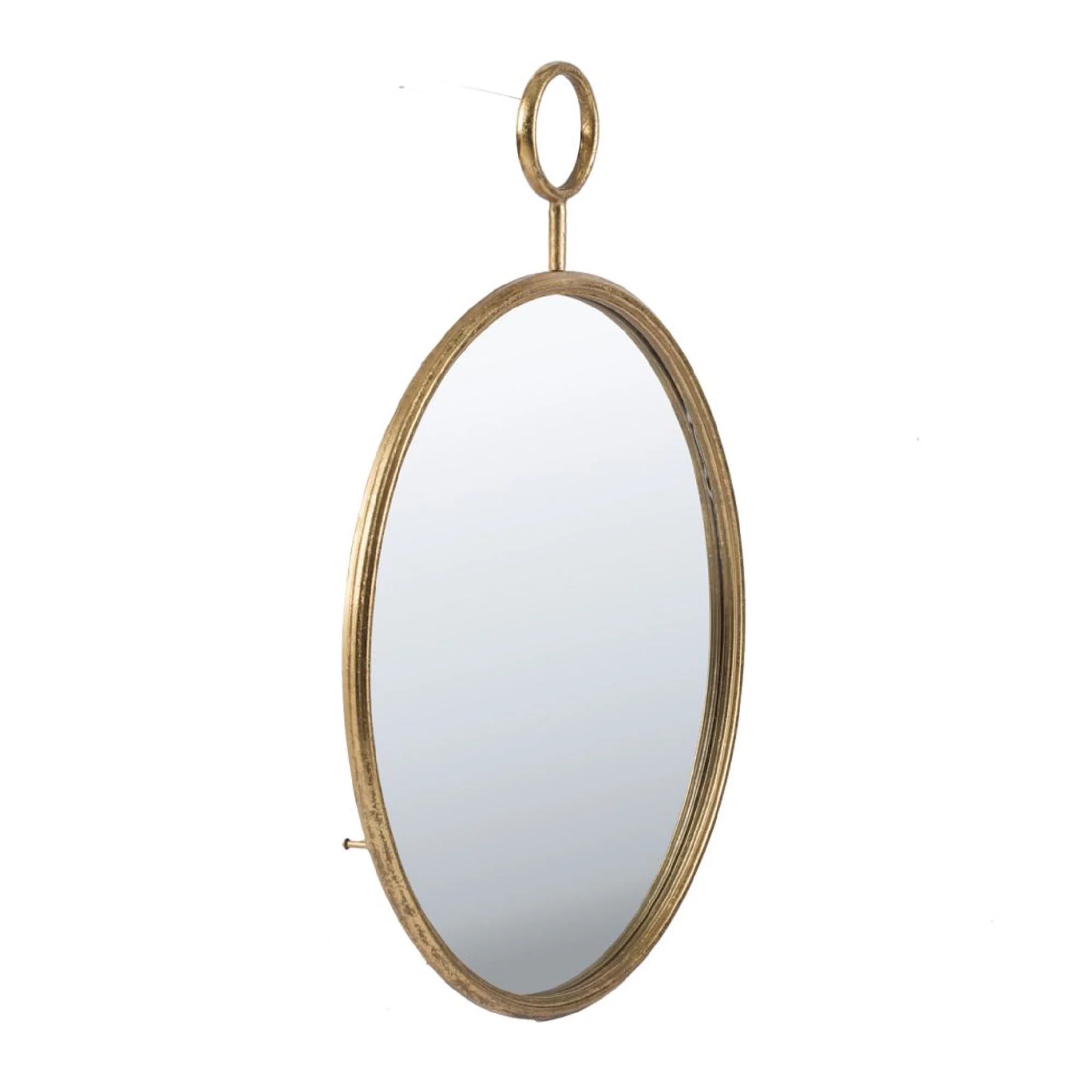 CC Home Furnishings 28.25" Gold Modern Style Framed Round Wall Mounted Mirror Decor