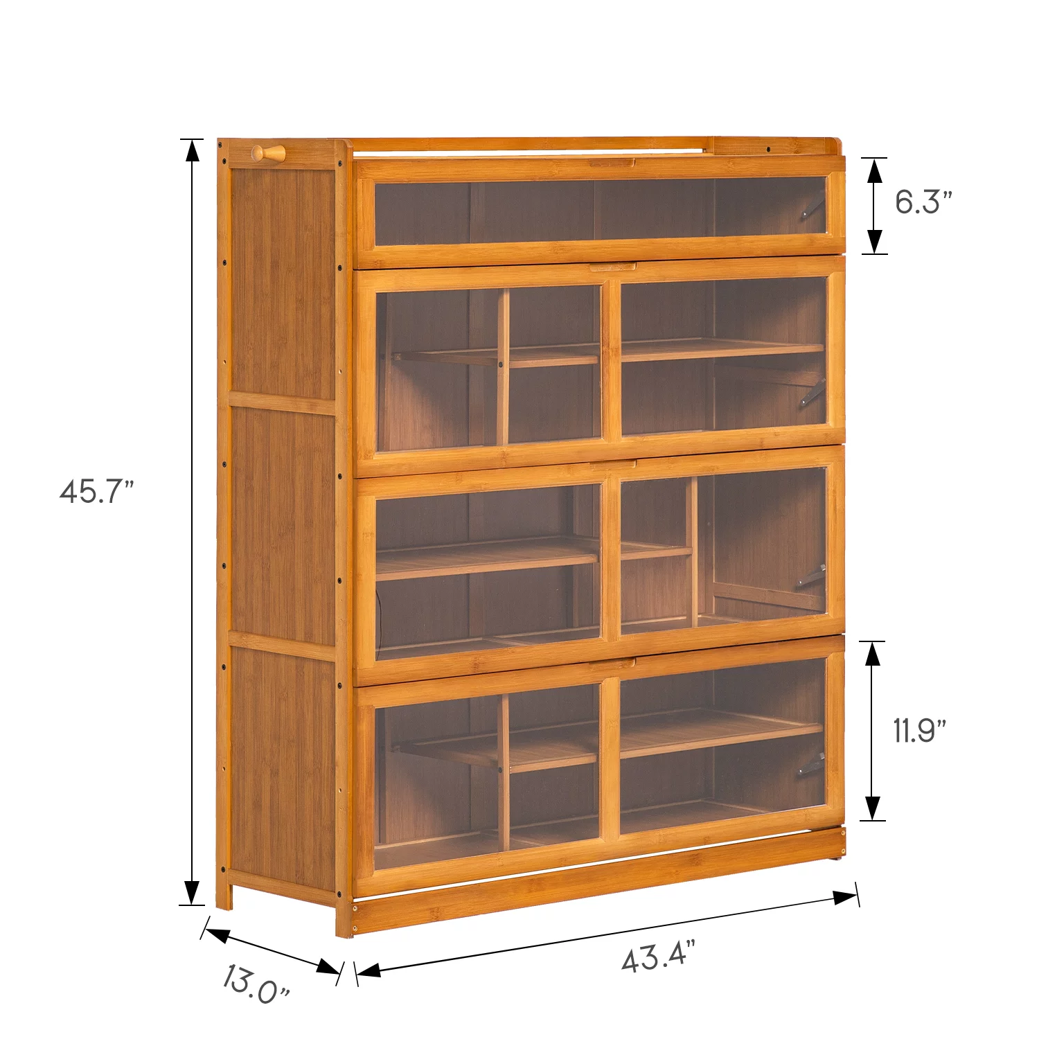 MoNiBloom Bamboo 7 Tiers 33 Pairs Shoes Cabinet, Pull-Down Acrylic Door, Brown, for Entryway