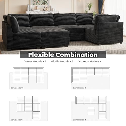 ovios 130.7" Modular Sectional Sofa Couch, U-Shaped Cloud Couches with 2 Ottomans Chaise