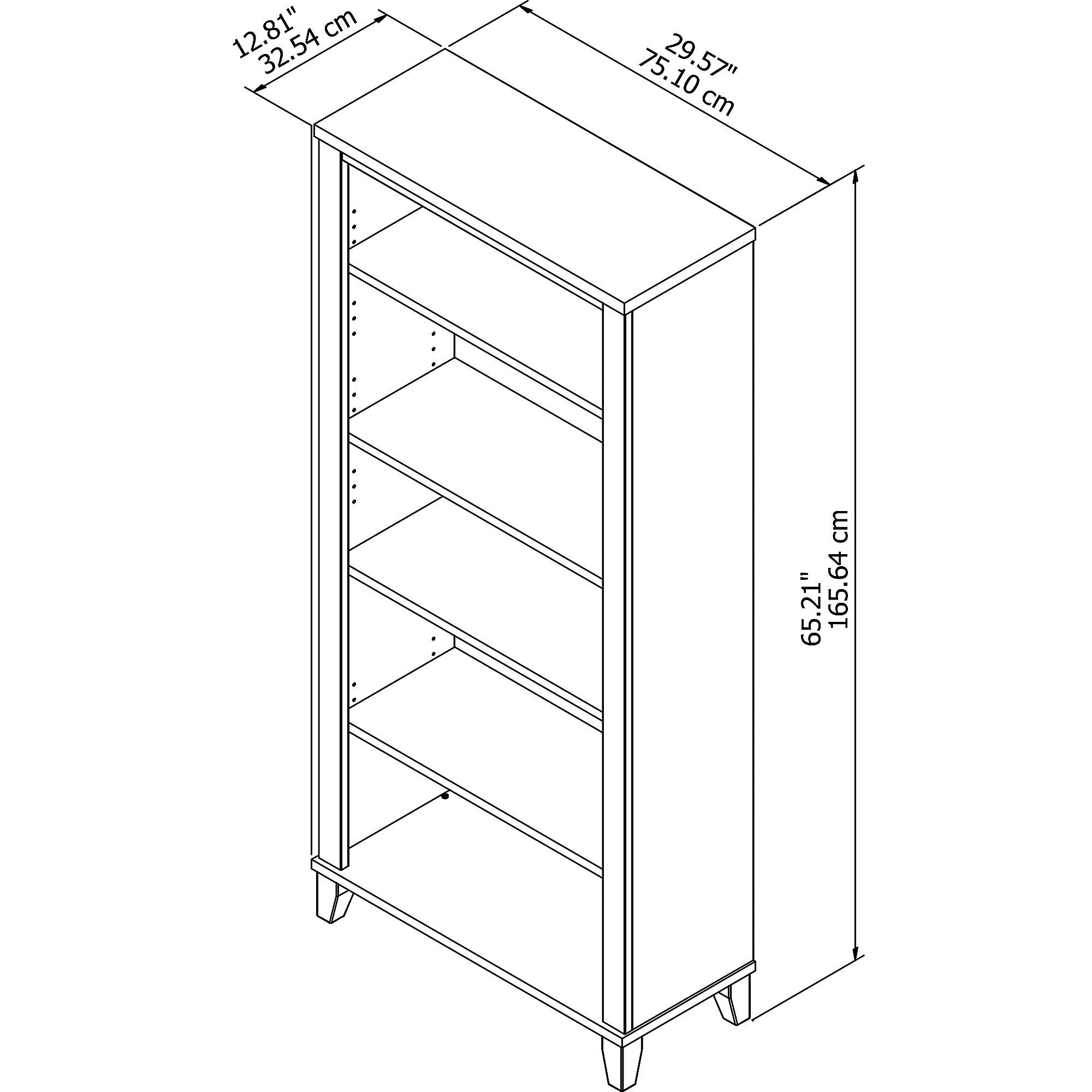 Bush Somerset 5-shelf Bookcase, Maple Cross