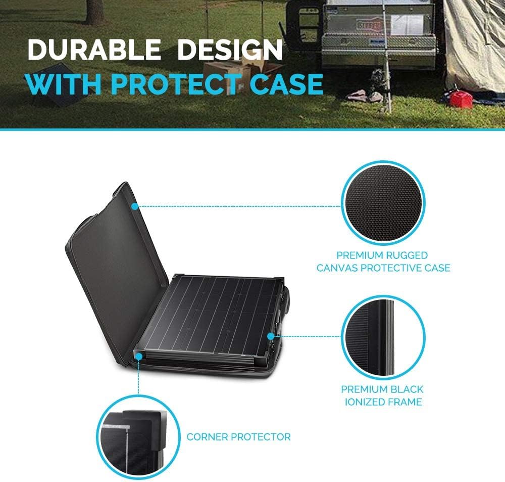 Renogy 100W 12V Monocrystalline Off Grid Portable Foldable 2pcs 50W Solar Panel Suitcase Built-In Kickstand