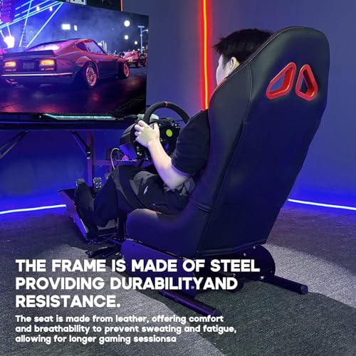 DIWANGUS Racing Simulator Cockpit Steering Wheel Stand with Seat Gaming Chair Sim Racing Cockpit for G29 G920 G923 G27 G25 T248X T248 T300RS T150 458