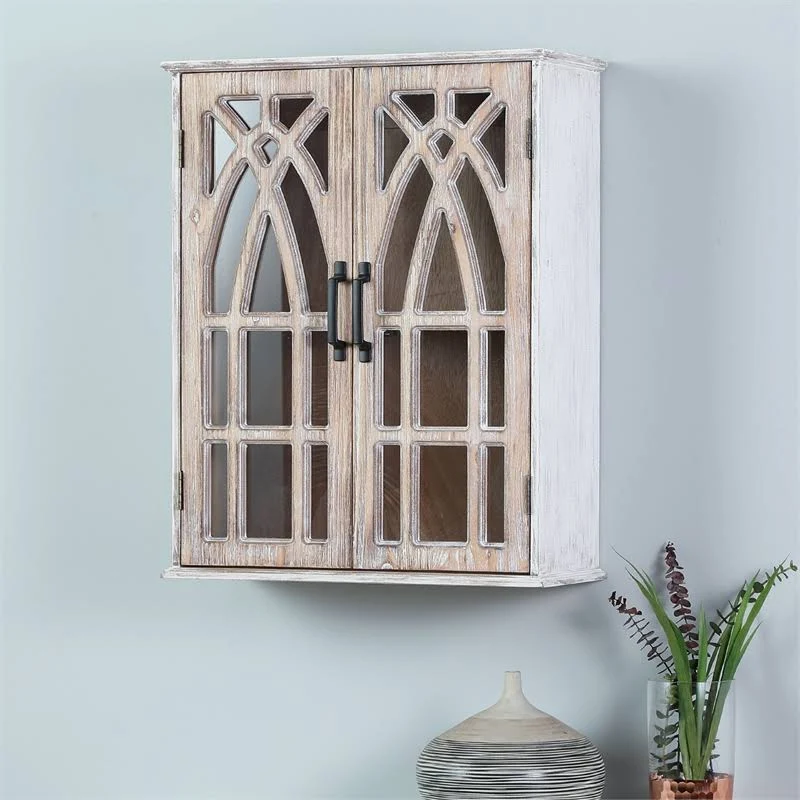 Pemberly Row Double Door Wood Mounted Wall Cabinet