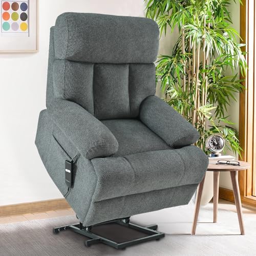 Small Power Lift Recliner for Elderly, Lift Chair Recliners, Electric Recliner Chairs for Seniors, Remote Control, Adjustable, Side Pocket (Navy Blue)