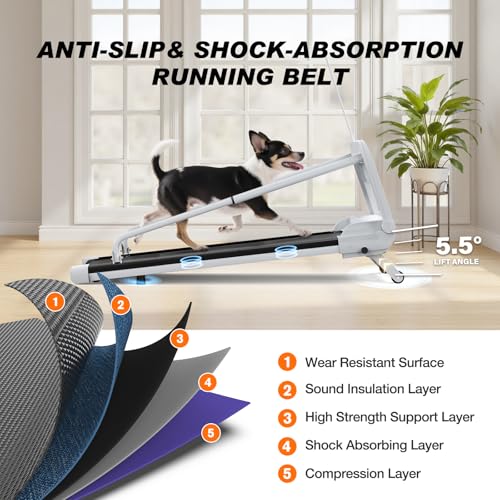 Dog Treadmill for Small/Medium Pets - Quiet Smart Pacer Treadmill, Indoor Fitness Machine with LED Display, 220LBS Capacity