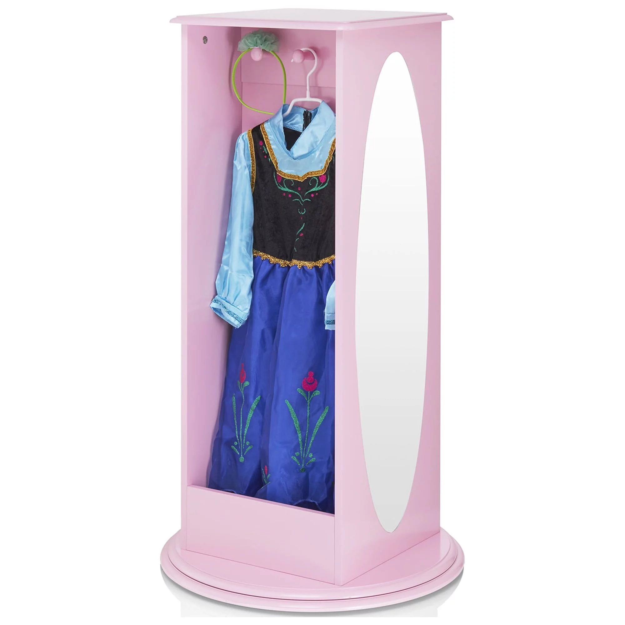 Guidecraft Rotating Dress-Up Storage - Pink: Armoire for Toddlers with 2 Mirrors, Cubbies & Hooks, Princess Costume Storage with Shelves