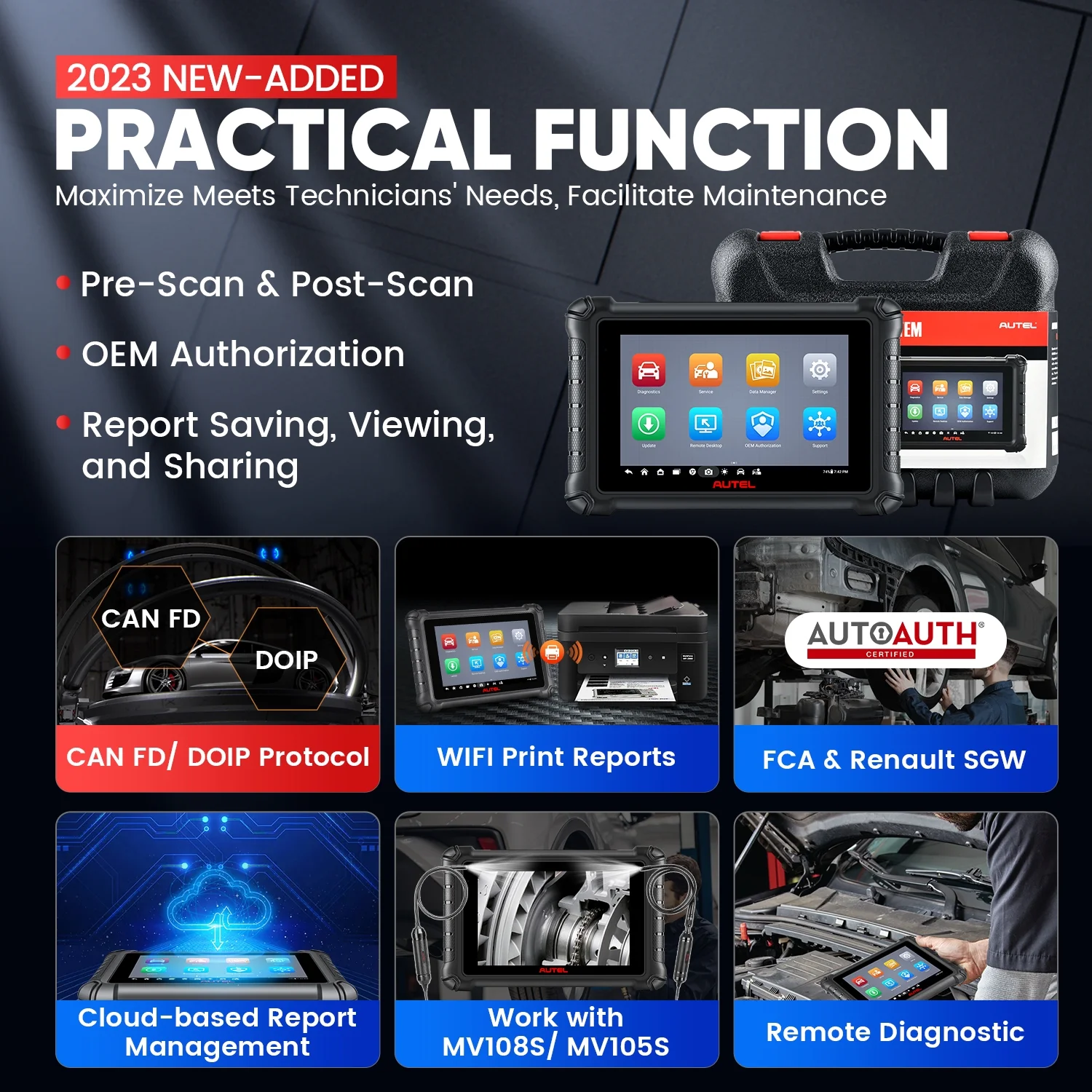 Autel MaxiCheck MX900 Gift MV108 Level up of MK808S MX808S Car Diagnostic Bidirectional Scan Tool 40+ Resets DoIP & CAN FD Auto VIN/License WiFi