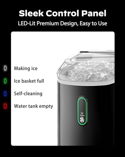 Nugget Ice Maker Countertop, Silonn Chewable Pellet Ice Machine with Self-Cleanin Function, 33lbs/24H Portable Ice Makers for Home Kitchen Officce