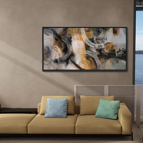 KLAKLA Wall Art for Living Room & Office - Modern Abstract Canvas Wall Art Decor - Orange, Gray, Yellow Paintings & Pictures for Living Room