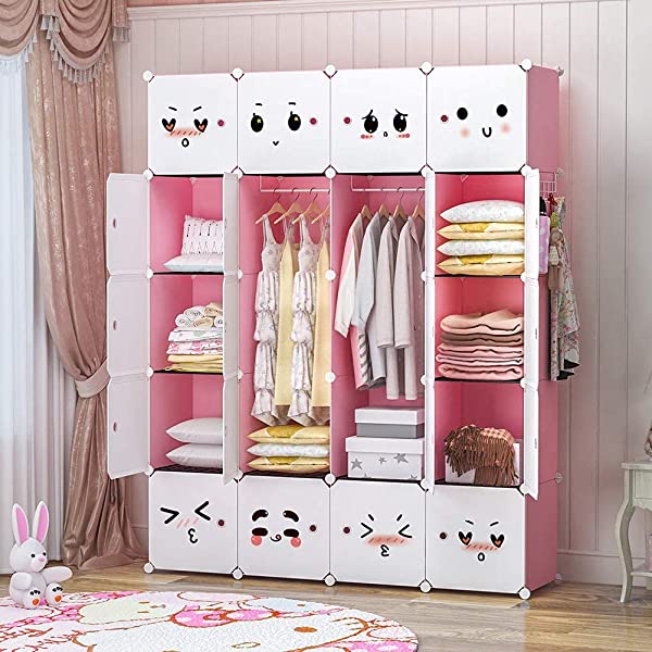 YOZO Cube Storage Organzier Portable Closet Wardrobe Bedroom Dresser (71x14x71 inches) Portable Closet Cube Shelf Armoire Pantry Cabinet, 25 Cubes