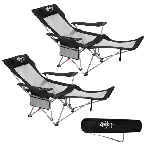#WEJOY 2-in-1 Reclining Camping Chair with Footrest for Adults Folding Lounge Chair with Adjustable Backrest Lightweight Camping Chairs Heavy Duty